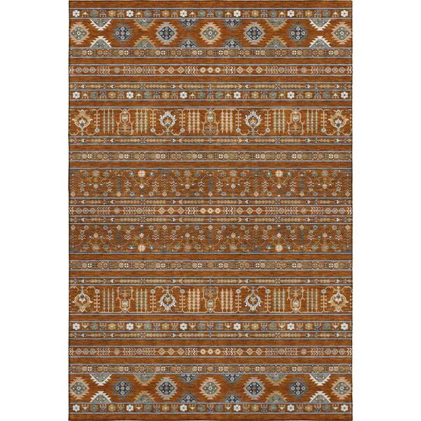 Mayfield Premium Machine Washable Abstract AMF2244 Paprika 9 ft. x 12 ft. Area Rug