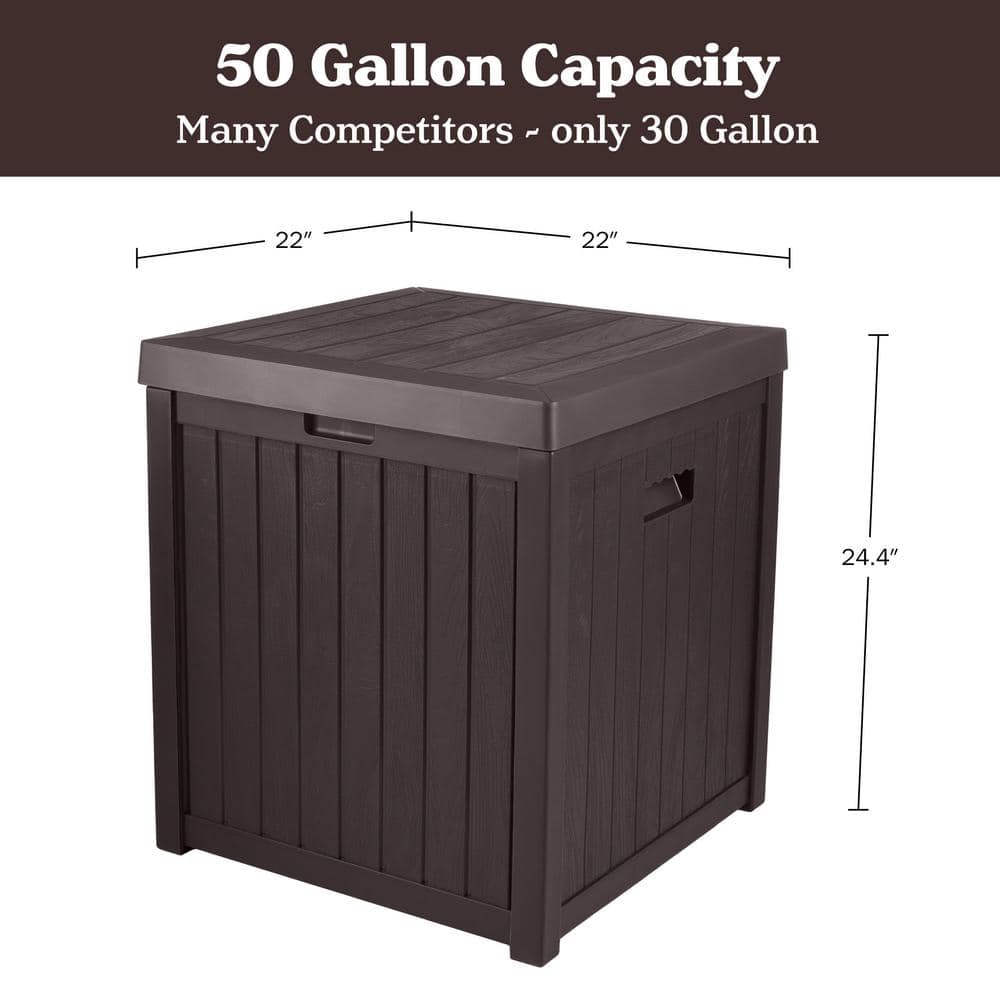 Outdoor Storage Box - 50 Gallon Deck Box for Pool Accessories or Patio Furniture Cushions - Deck Boxes Outdoor Waterproof Fade-Resistant by Pure Garden