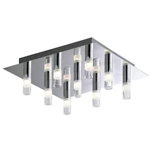 9-Light Chrome Square LED Ceiling Fixture