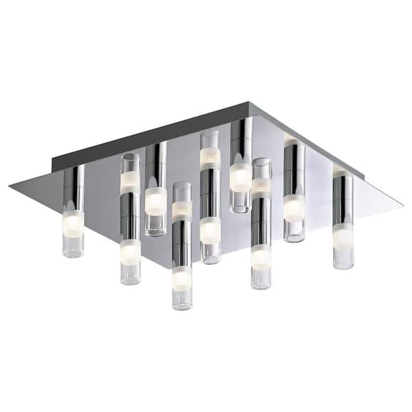 BAZZ 9-Light Chrome Square LED Ceiling Fixture