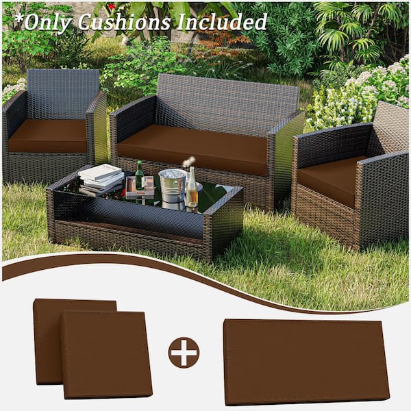 36 in. x 18 in. (3-Piece) Outdoor Patio Replacement Seat Cushions Fit for Loveseat Lounge Chair Furniture Chocolate