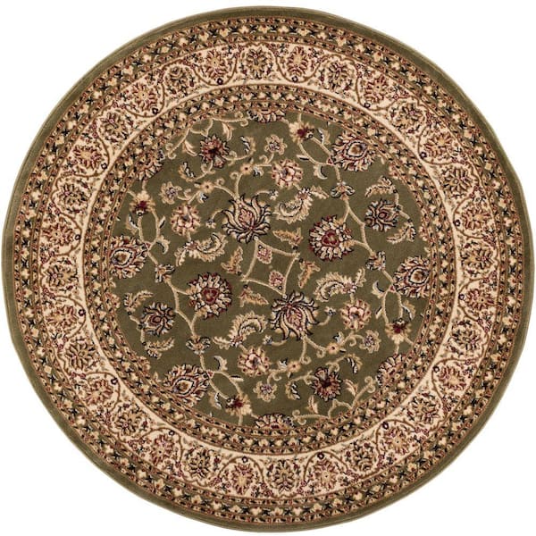 Well Woven Barclay Sarouk Green 5 ft. Traditional Floral Round Area Rug
