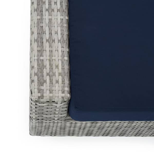 Cannes 8-Piece All-Weather Wicker Patio Sofa and Club Chair Conversation Set with Sunbrella Navy Blue Cushions