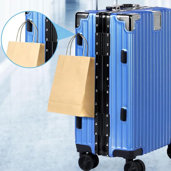 HIKOLAYAE 2 Piece Blue Bag ABS + Aluminum Frame Hardside Spinner