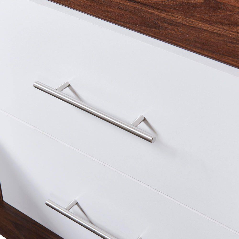 White and Brown Wood Frame Full Size Murphy Bed, Wall Bed with Cabinet - thumbnail 10