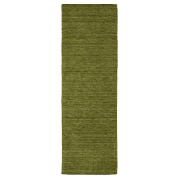 2 ft. x 8 ft. Green Solid Color Washable Area Rug