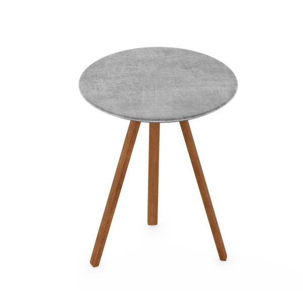 Furinno Redang Cement 3 Leg Round Wood, 3 Legged Round Wood Table
