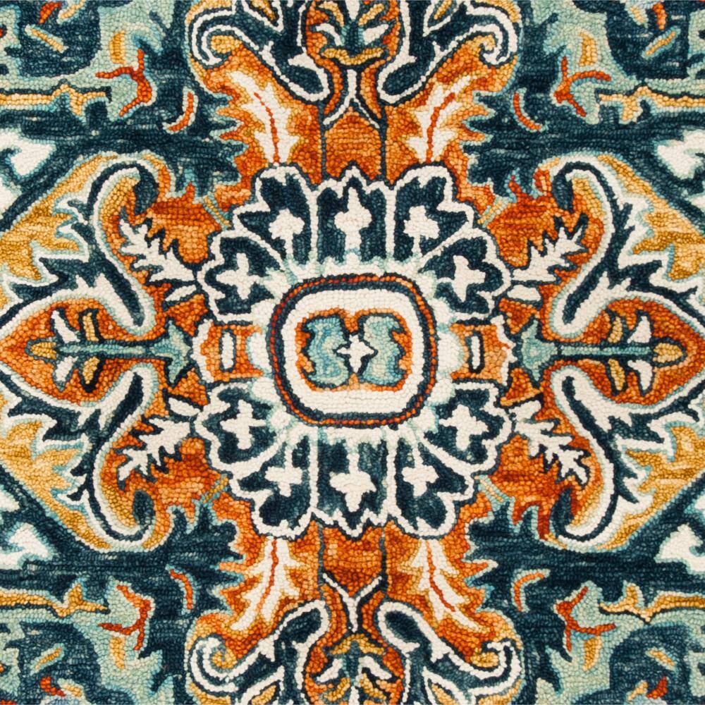 Bohemian Blue Floral Hand-Tufted Wool Rectangular Rug