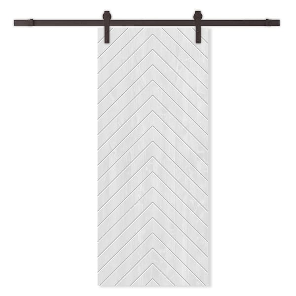 CALHOME 24 in. x 80 in. White Stained Pine Wood Modern Interior Sliding Barn Door with Hardware Kit