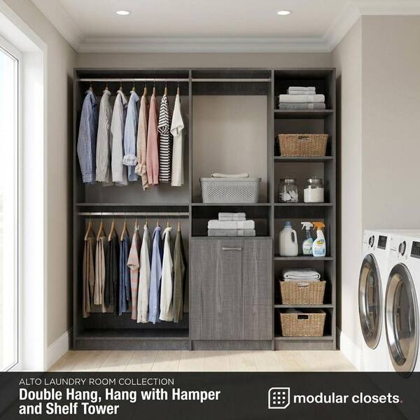 MODULAR CLOSETS Alto Laundry Room 90 in W Grey Double Hang, Hang