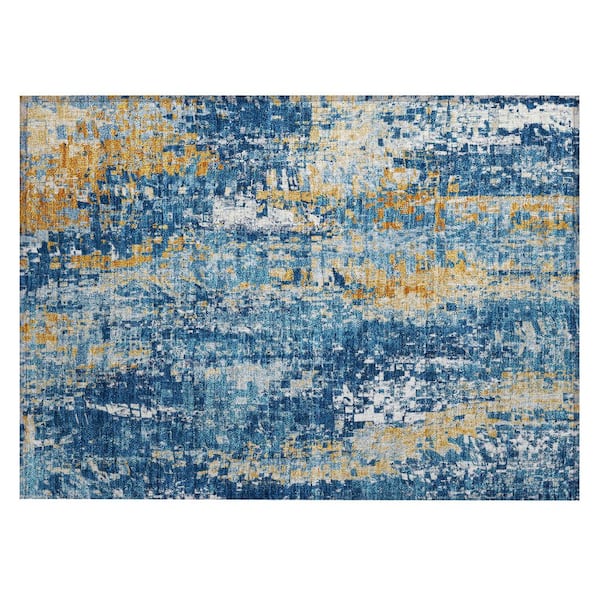 Chantille Machine Washable Indoor/Outdoor Abstract ACN2254 Navy 1 ft. 8 in. x 2 ft. 6 in. Accent Rug
