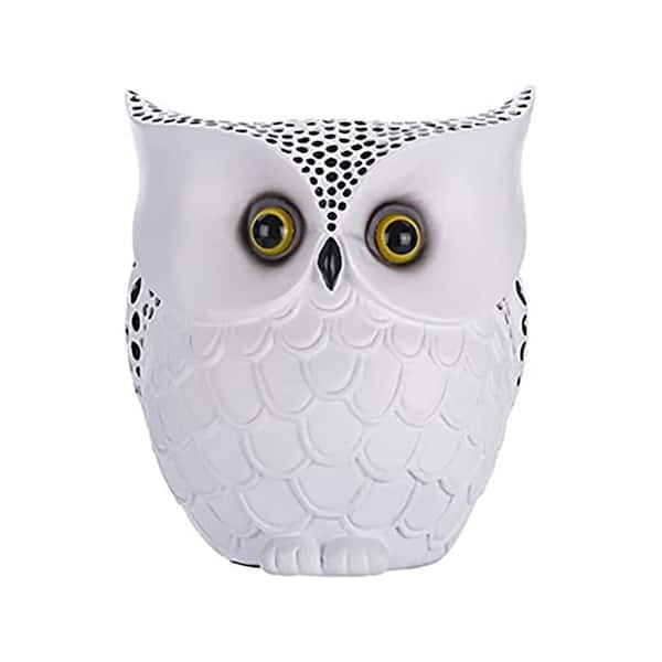 Owl Pen Pencil Holder Resin Desk Organizer Brush Pot White Decor for Office Home Study Room Gift Handicraft