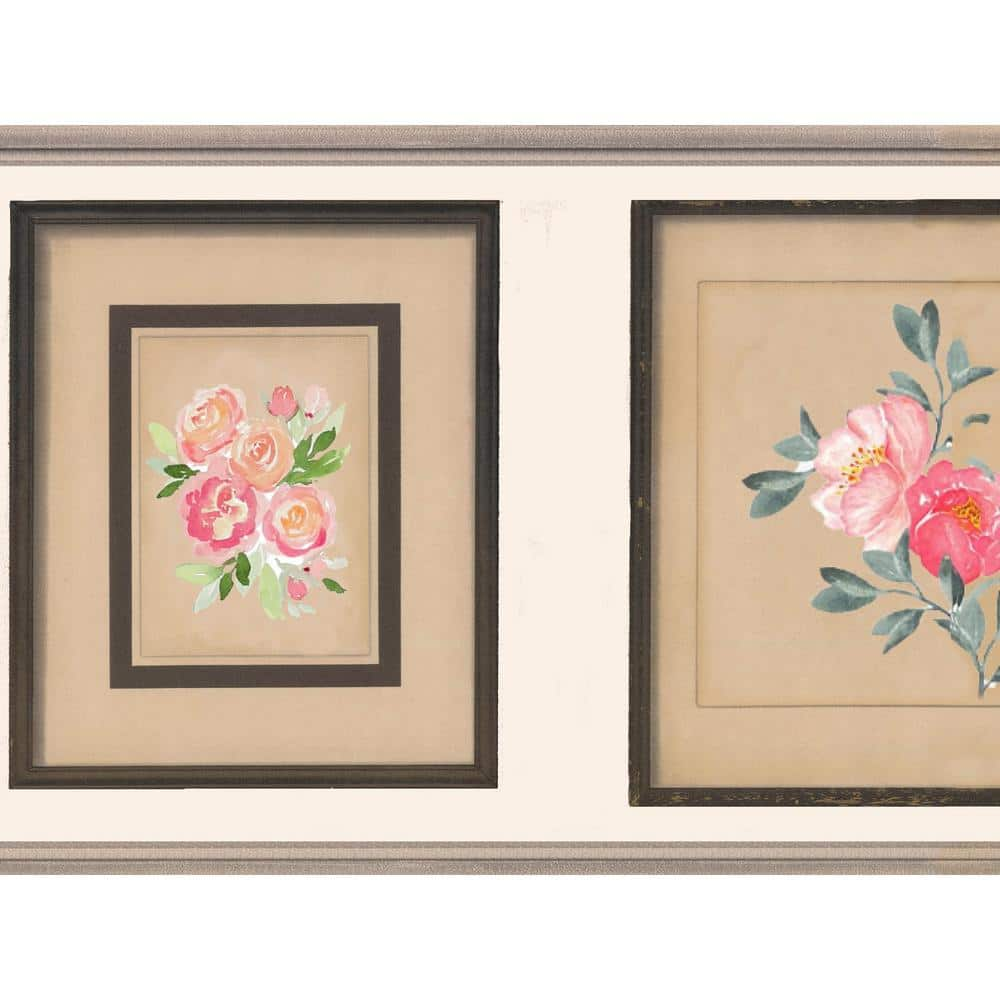 Dundee Deco Falkirk Dandy II Brown Pink Flowers in Square Floral Peel ...