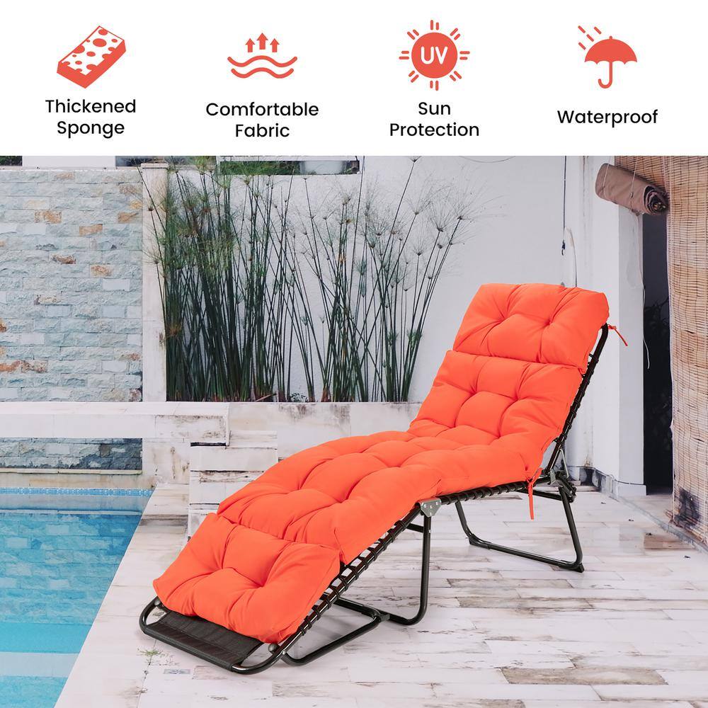 73'' Bright Orange Cotton and Polyester Chaise Lounge Cushion