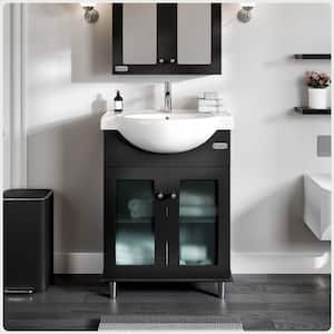 Tux 30 in. W x 19 in. D x 33 in. H Bathroom Vanity in Espresso with White Ceramic Top with White Sink