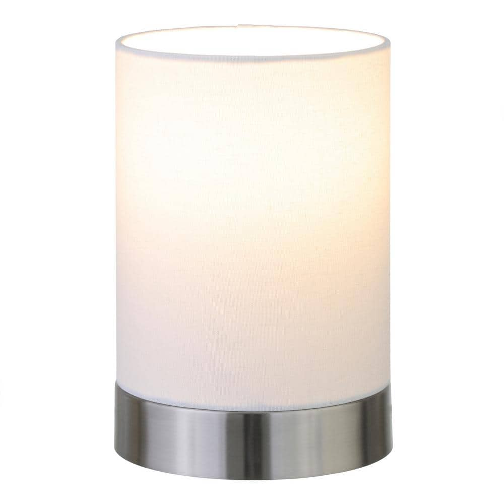 Meyer&Cross Piper 9 in. Brushed Nickel/White Uplight Mini Lamp with ...