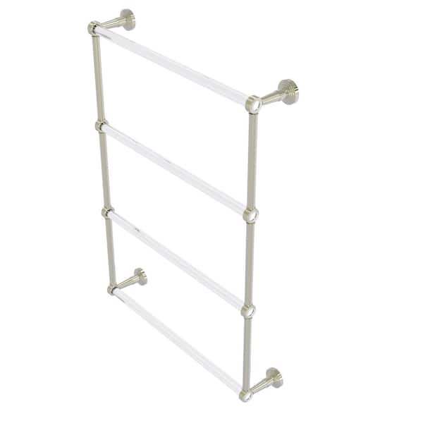 Allied Brass Pacific Beach 4-Tier 24 in. Ladder Towel Bar with Groovy Accents in Polished Nickel
