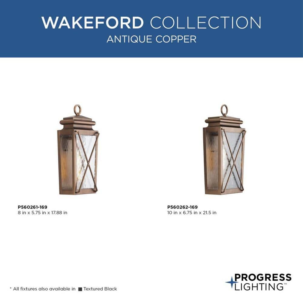 Antique Copper Dimmable Outdoor Wall Lantern with Water Glass