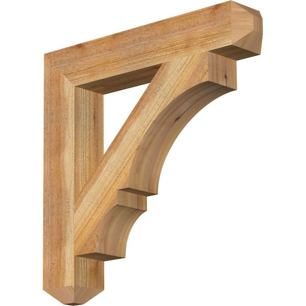 Ekena Millwork 4 in. x 24 in. x 24 in. Western Red Cedar Balboa Craftsman Rough Sawn Bracket