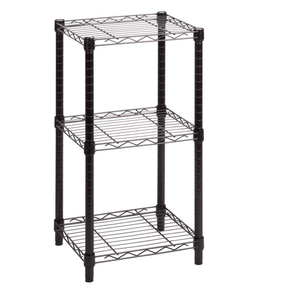 HoneyCanDo Black 3Tier Metal Wire Shelving Unit (15 in. W x 30 in. H