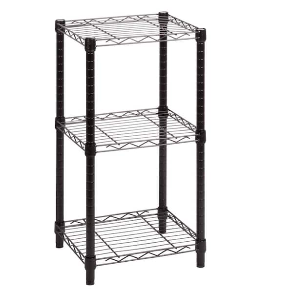 Honey-Can-Do Black 3-Tier Metal Wire Shelving Unit (15 in. W x 30 in. H x 14 in. D)