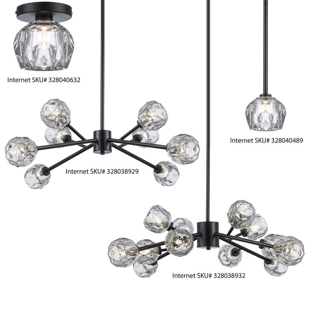 Black Metal and Clear Glass 12-Light Sputnik Chandelier