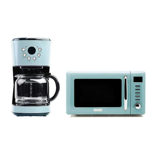 Haden Heritage 12 Cup Programmable Coffee Maker with Countertop Microwave, Blue