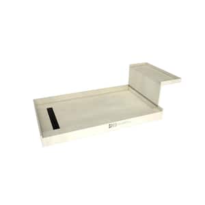Base'N Bench 30 in. x 60 in. Single Threshold Shower Base and Bench Kit with Left Drain and Matte Black Grate