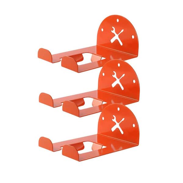 Upgraded Heavy Duty 6 in. Orange Stainless Steel Oversized Anti-Slip Wall Rack with Organizer Hooks 3-Pack Included