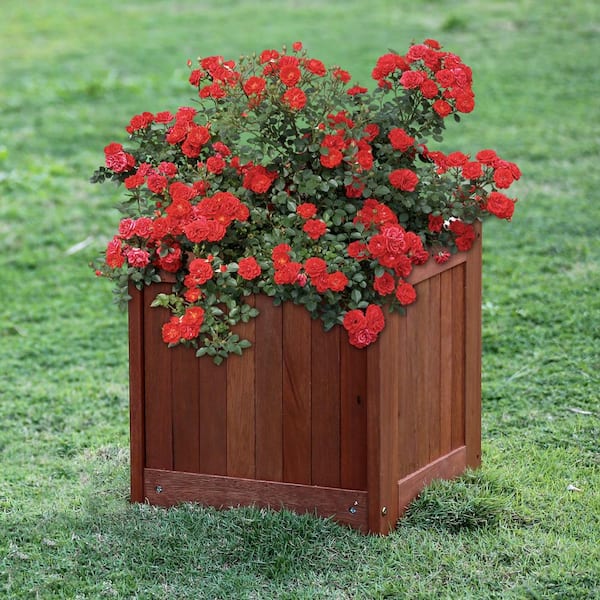 Furinno tioman hardwood flower 2025 box in teak oil fg16450