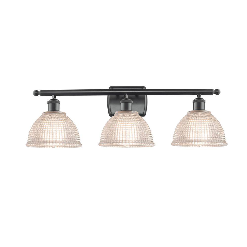 Arietta 26 in. 3-Light Matte Black Vanity Light with Glass Shade price history on PriceWatchPro
