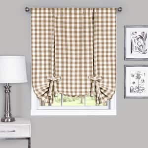 Buffalo Check 42 in. W x 63 in. L Polyester/Cotton Light Filtering Window Panel in Taupe