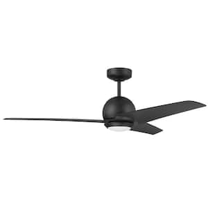 Nate 52 in. Indoor/Outdoor Dual Mount Flat Black Finish Ceiling Fan, Smart Wi-Fi Enabled Remote & Integrated LED Light
