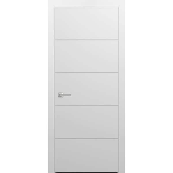 770 42 in. x 96 in. Right-Hand/Inswing Solid Painted White Single Prehung Interior Door with Hardware