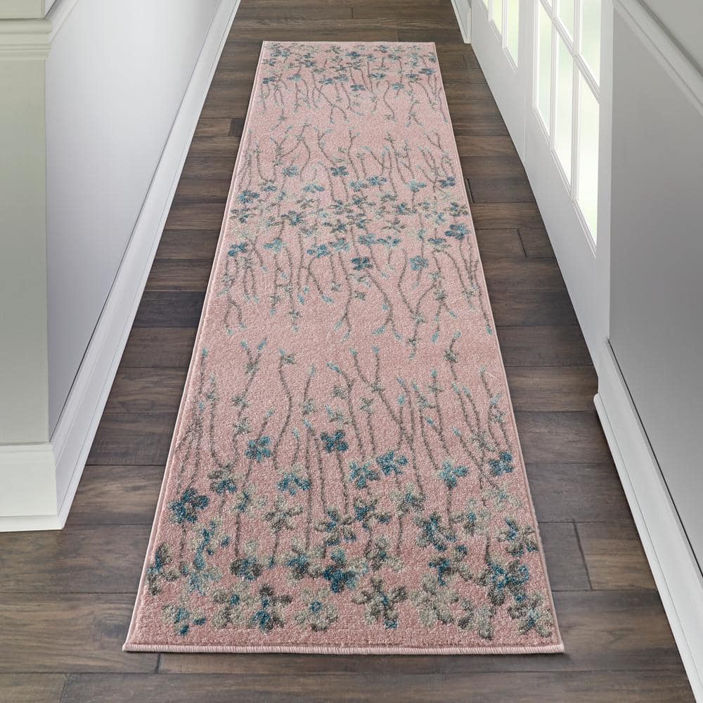 Bohemian Blossom Pink Floral Soft Viscose Area Rug