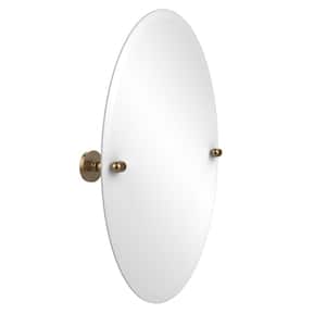 Tango Collection 21 in. x 29 in. Frameless Oval Single Tilt Mirror with Beveled Edge in Brushed Bronze