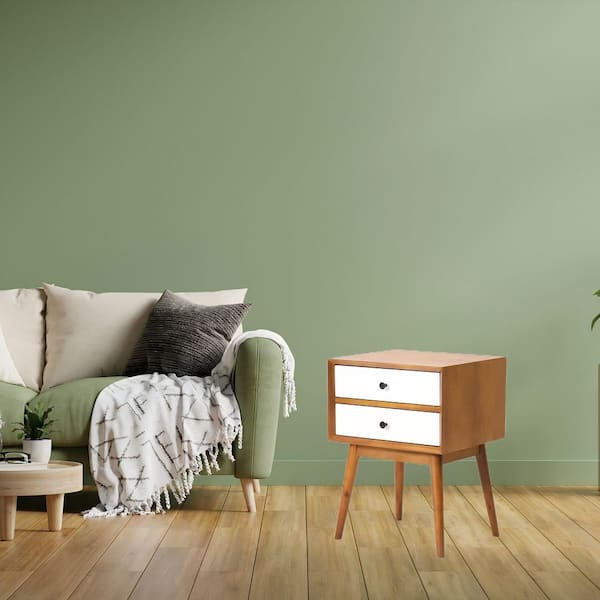 Unbranded Mid-Century Light Brown 2-Drawer Modern Design Nightstand