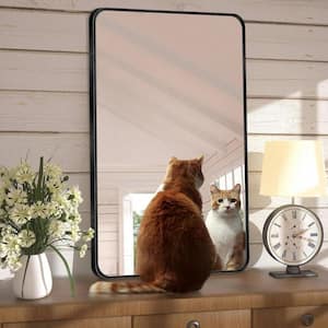 30 in. W x 48. 2 in. H Rectangular Aluminum Frame Square Black Wall Mirror