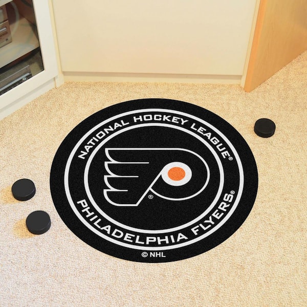 Philadelphia Flyers Black 27 in. Round Hockey Puck Mat