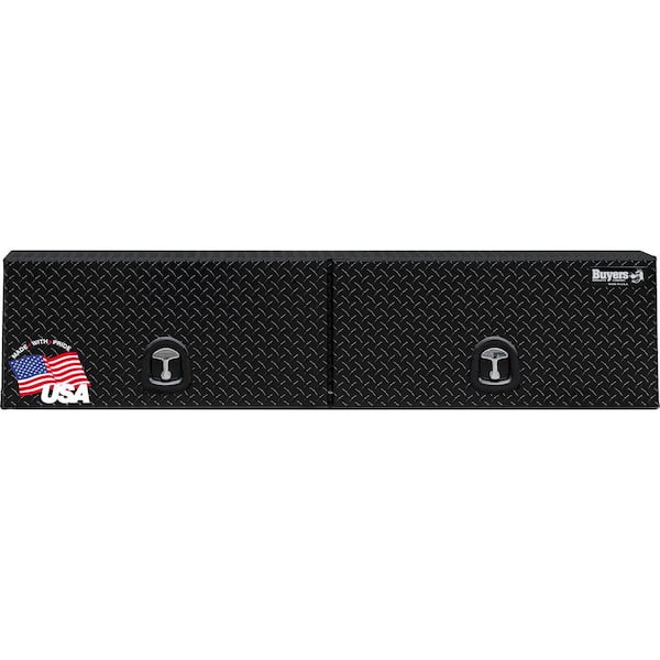 16 in. x 13 in. x 88 Gloss Black Diamond Tread Aluminum Top Mount Truck Tool Box with Flip-Up Doors