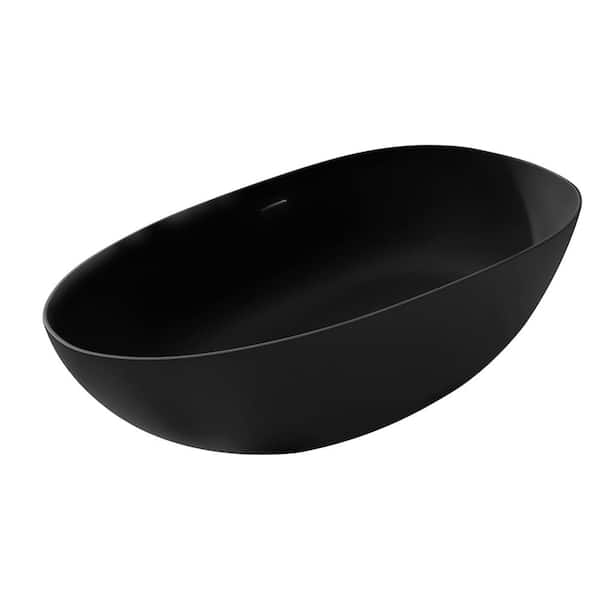Unbranded 67 in. x 33.5 in. Soaking Bathtub Center Drain in Matte Black