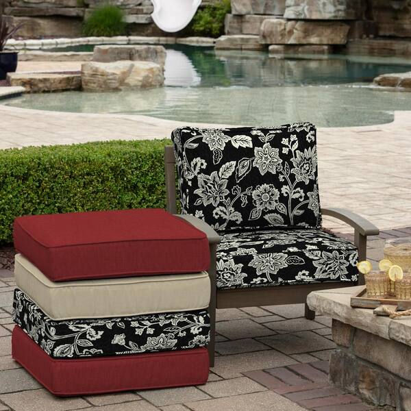 Arden Selections Texture 2-pack Outdoor Deep Seat Cushion Set, Black