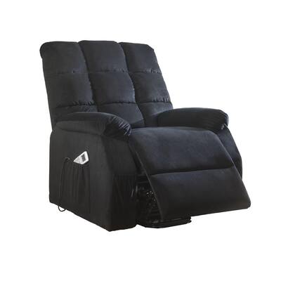 Ipompea Black Velvet Recliner with Power Lift and Massage