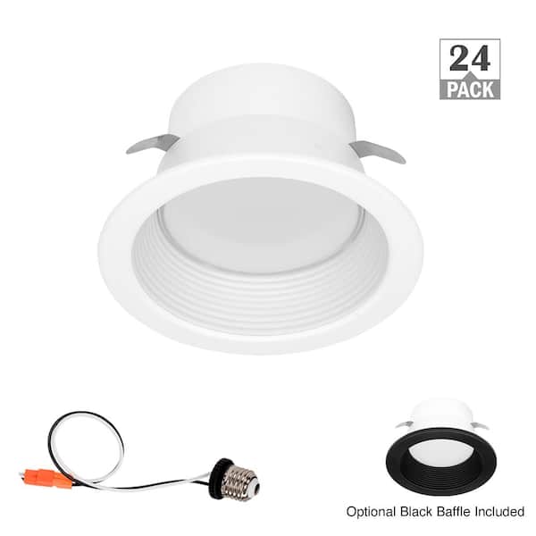 4 in. Deep Baffle Retrofit Extra Black Baffle Lumen Select Adjustable CCT Integrated LED Recessed Light Trim (24-Pack)