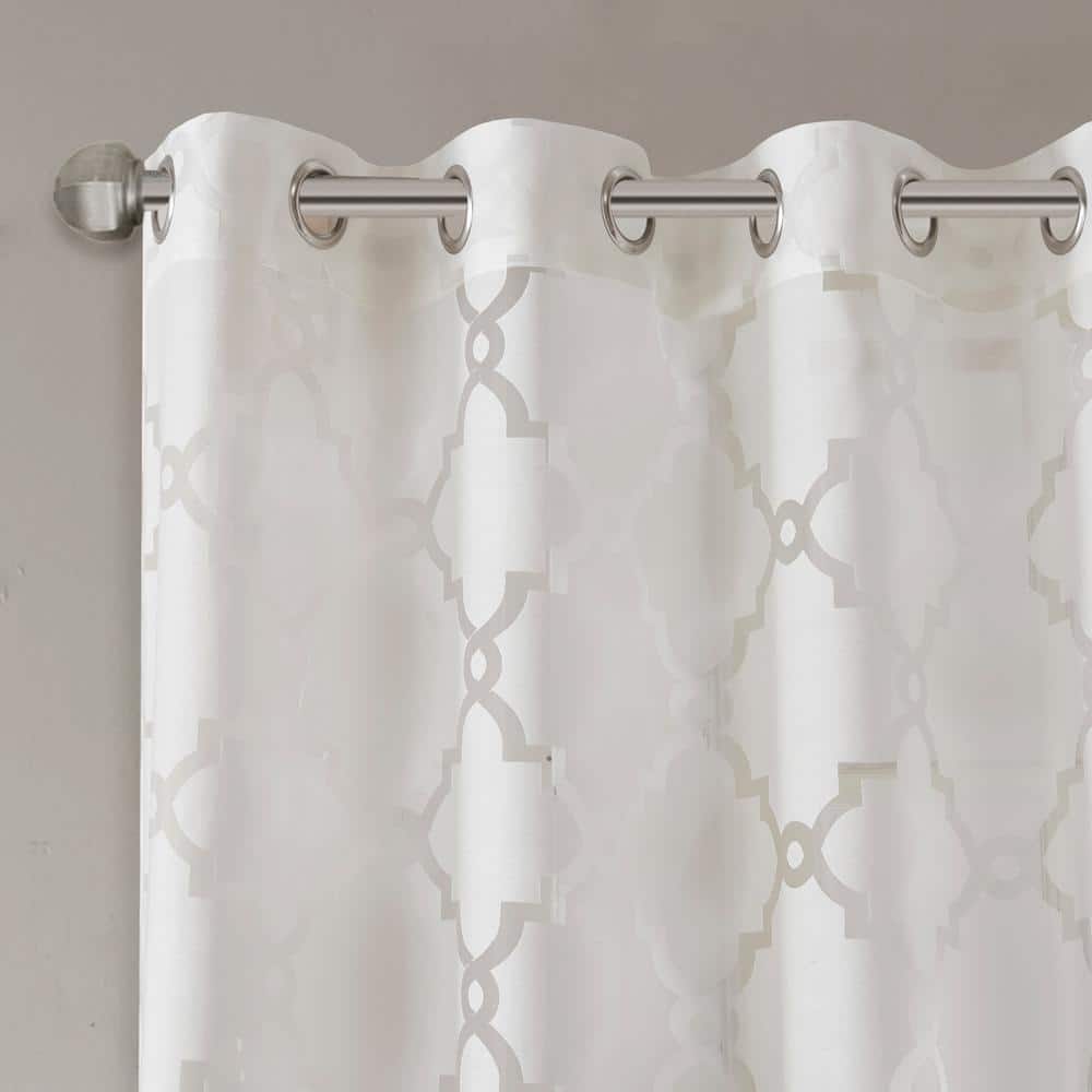 White Sheer Polyester Grommet Curtain Panel