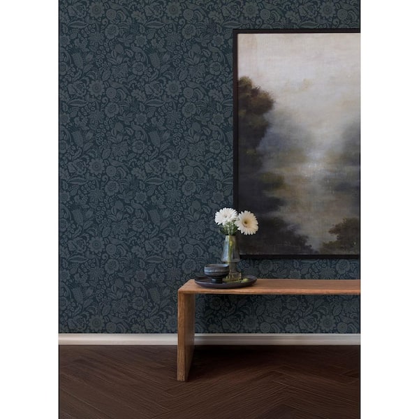 Marta Navy Floral Trail Wallpaper