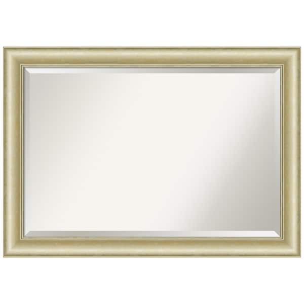 Amanti Art Textured Light Gold 41 in. H x 29 in. W Framed Wall Mirror