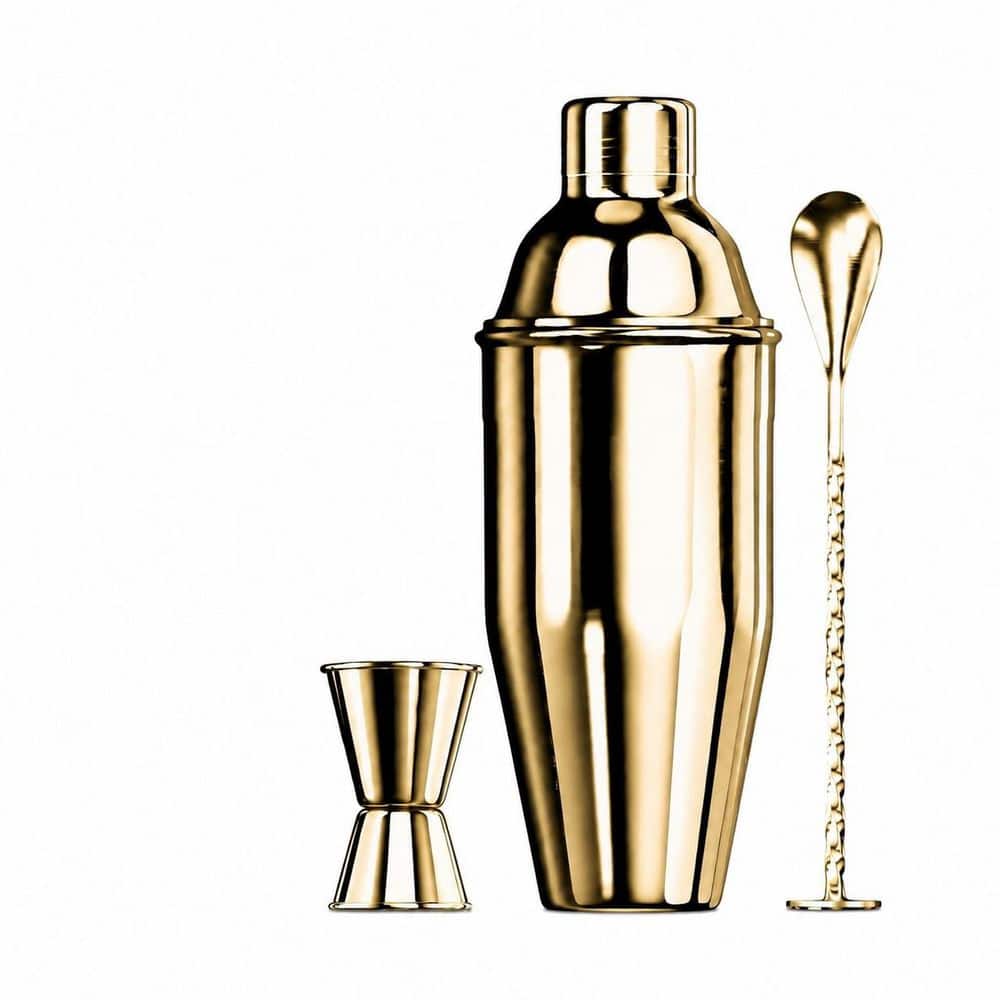 24 oz Gold Stainless Steel Cocktail Shaker Bar Set with Strainer, Jigger and Spoon price history on PriceWatchPro