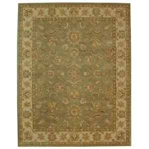 Antiquity Green/Gold 6 ft. x 9 ft. Border Solid Area Rug