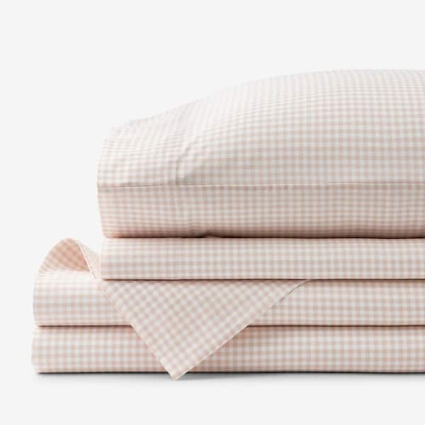 The Company Store Company Kids Ditsy Gingham Pink Organic Cotton Percale Twin Sheet Set